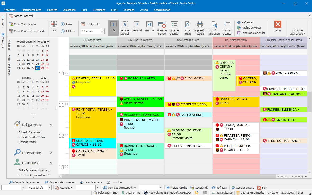 Recepción: Agenda general