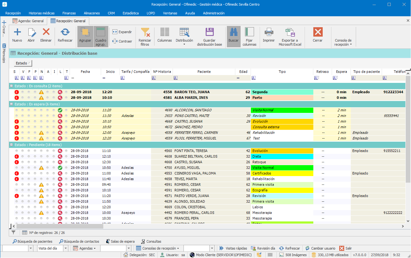Recepción: Agenda Consola